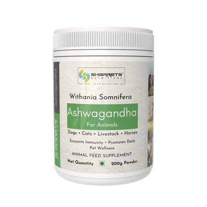 Sharrets Ashwagandha powder 200g herbal supplement for dogs cats horses and livestock animal nutrition