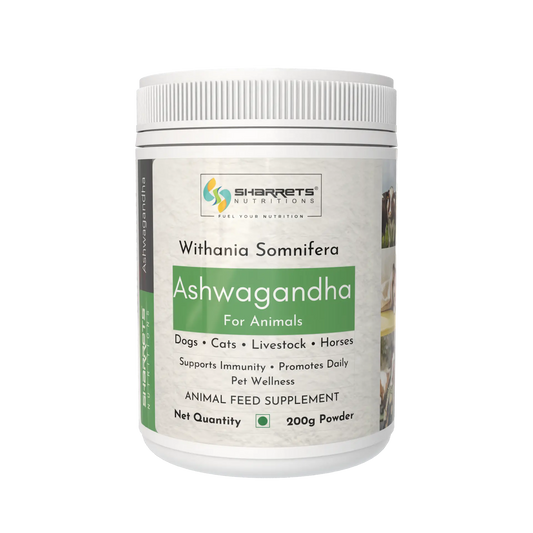 Sharrets Ashwagandha powder 200g herbal supplement for dogs cats horses and livestock animal nutrition