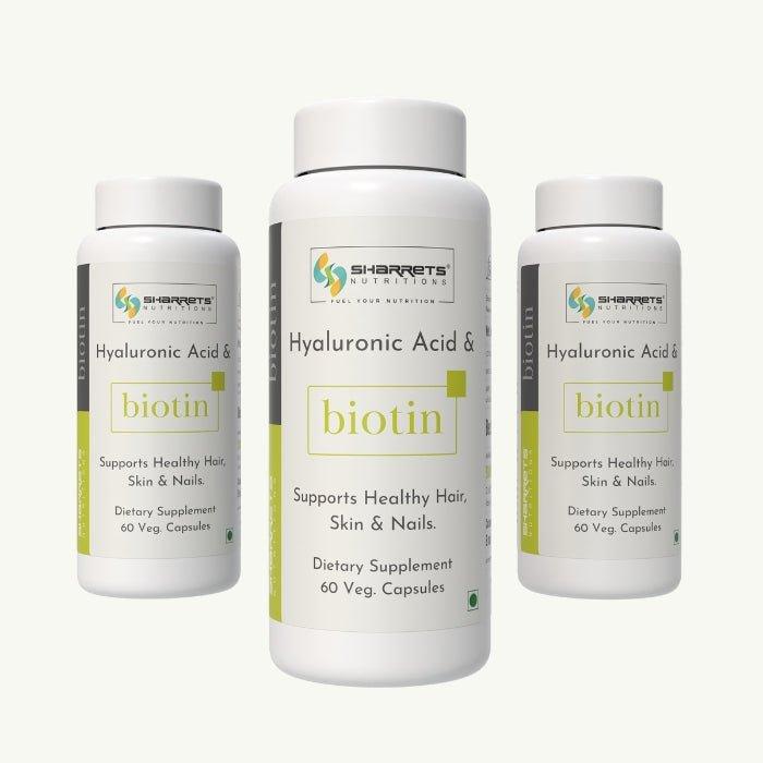 Biotin Capsules for Hair Skin and Nails 60 capsules x3 bottles pack by Sharrets Nutritions