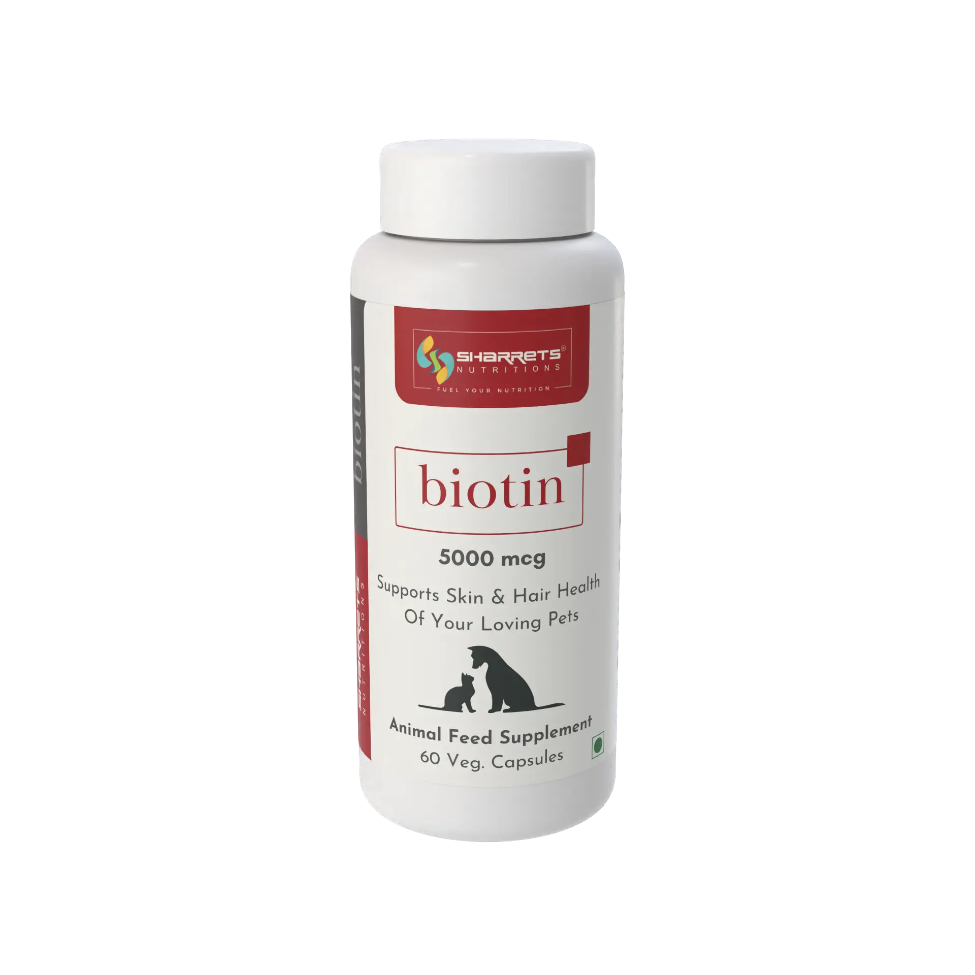 Biotin supplement for dogs and cats 5000 mcg capsules for skin, coat and nail health – 60 capsules