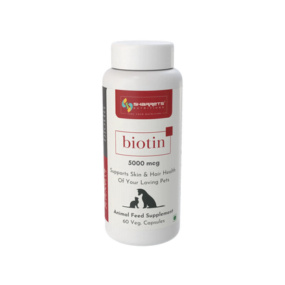 Biotin supplement for dogs and cats 5000 mcg capsules for skin, coat and nail health – 60 capsules