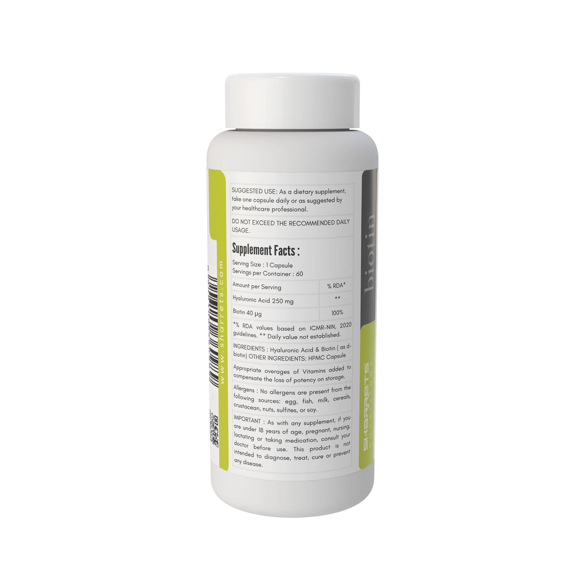 Biotin Supplement Capsules with Hyaluronic Acid
