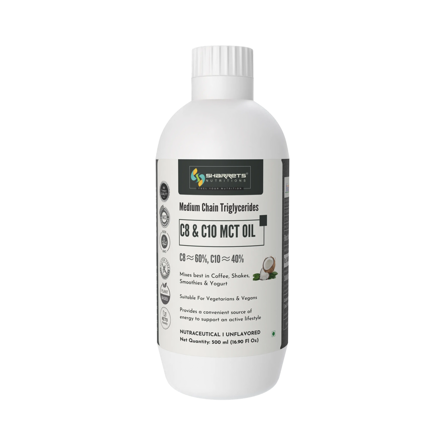C8 C10 MCT oil 60 40 coconut derived MCT oil 500ml bottle for keto diet energy and metabolism