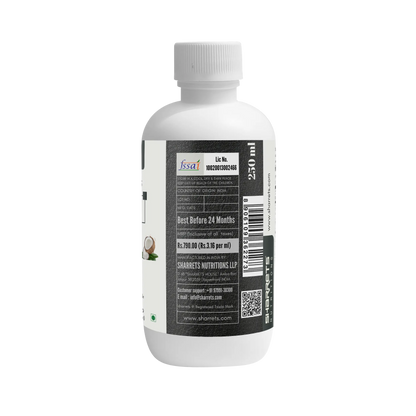 FSSAI license manufacturer address and product information label of C8 C10 MCT oil supplement