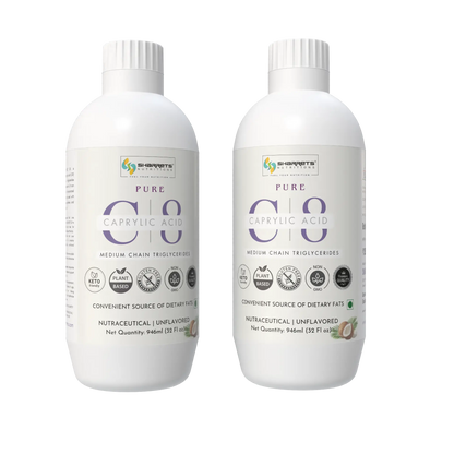 Two Bottles of Pure C8 MCT Oil (Caprylic Acid) from Coconut | Keto-Friendly| Sharrets Nutritions 