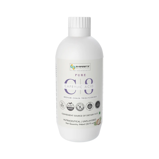 Pure C8 MCT Oil (Caprylic Acid) from Coconut | Keto-Friendly| Sharrets Nutritions - 32 oz