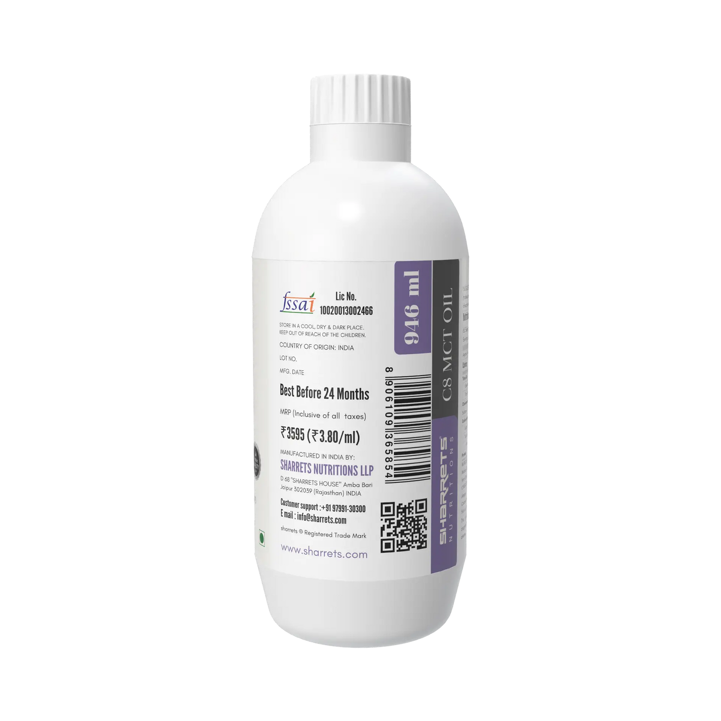 Pure C8 MCT Oil (Caprylic Acid) from Coconut | Keto-Friendly| Sharrets