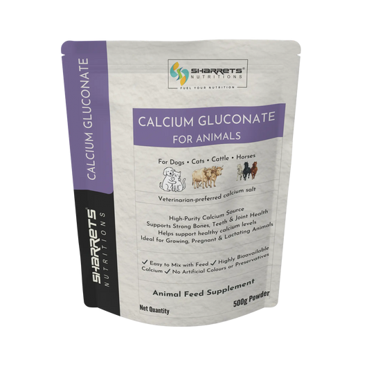 Calcium Gluconate Powder for Animals – Highly Bioavailable Calcium Supplement for Dogs, Cats, Cattle & Horses