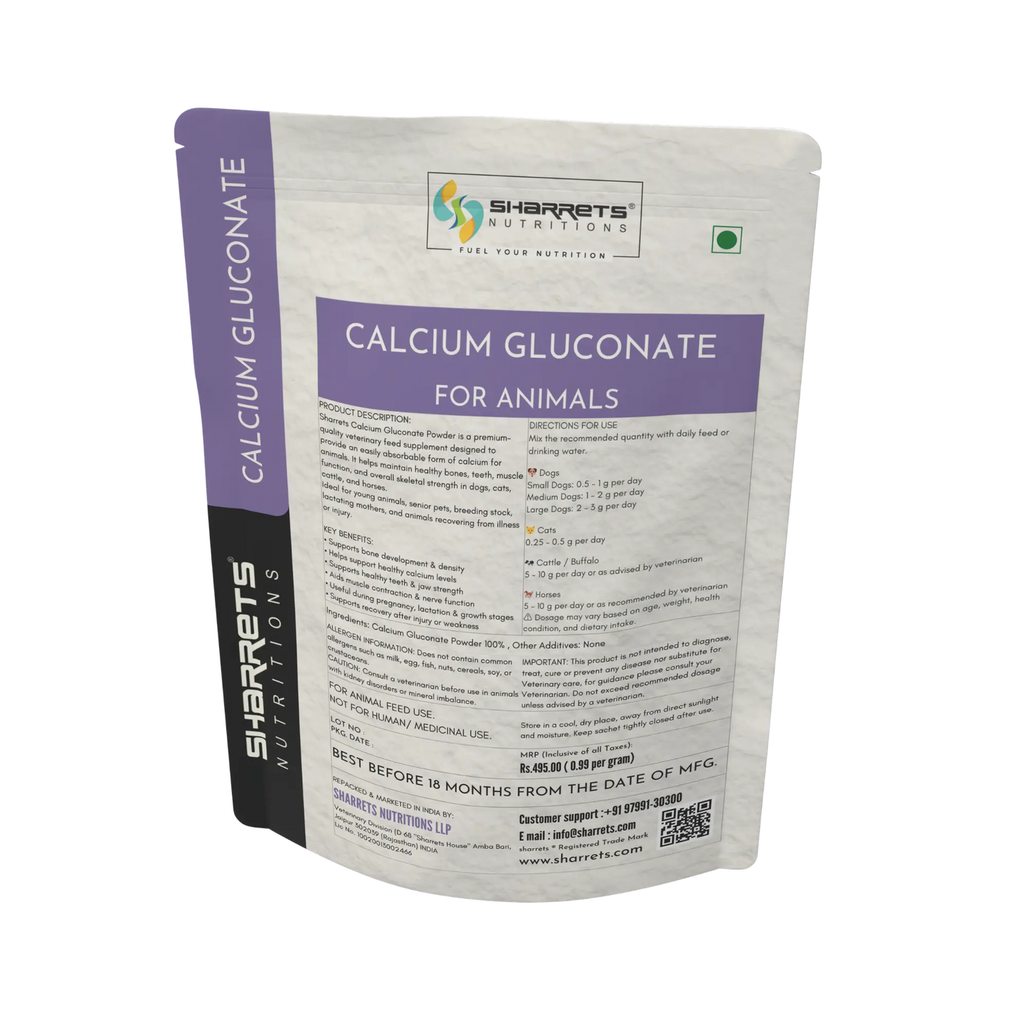 Calcium Gluconate Powder for Animals (500g) | Sharrets