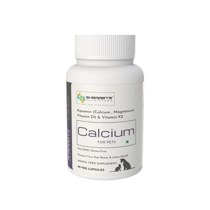 Calcium supplement for dogs and cats with vitamin D3 and K2 60 capsules by Sharrets supporting pet bone and joint health