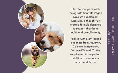 Calcium supplement for dogs and cats with vitamin D3 and K2 supporting strong bones teeth and overall pet health