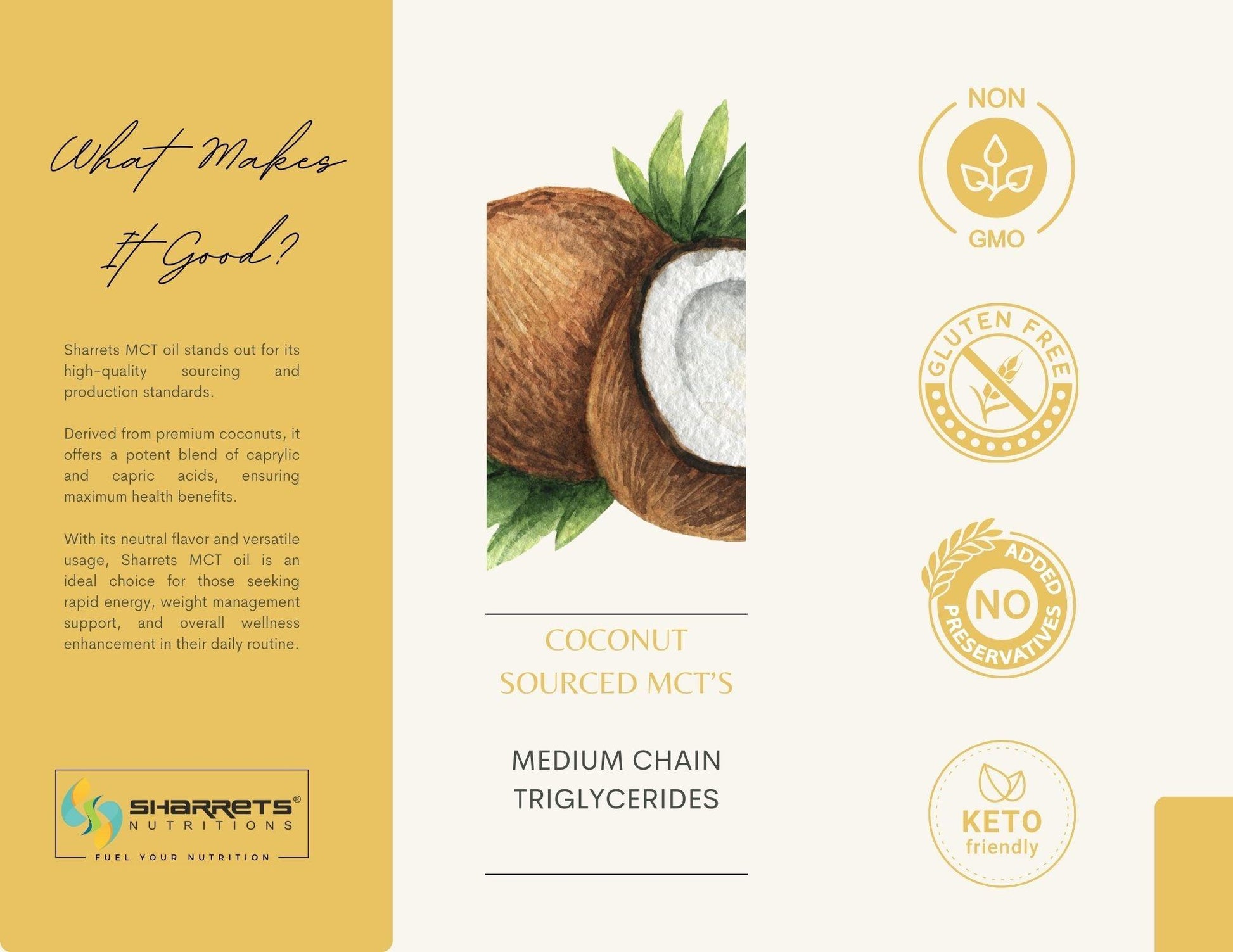 Coconut MCT oil features non GMO gluten free keto friendly coconut sourced medium chain triglycerides