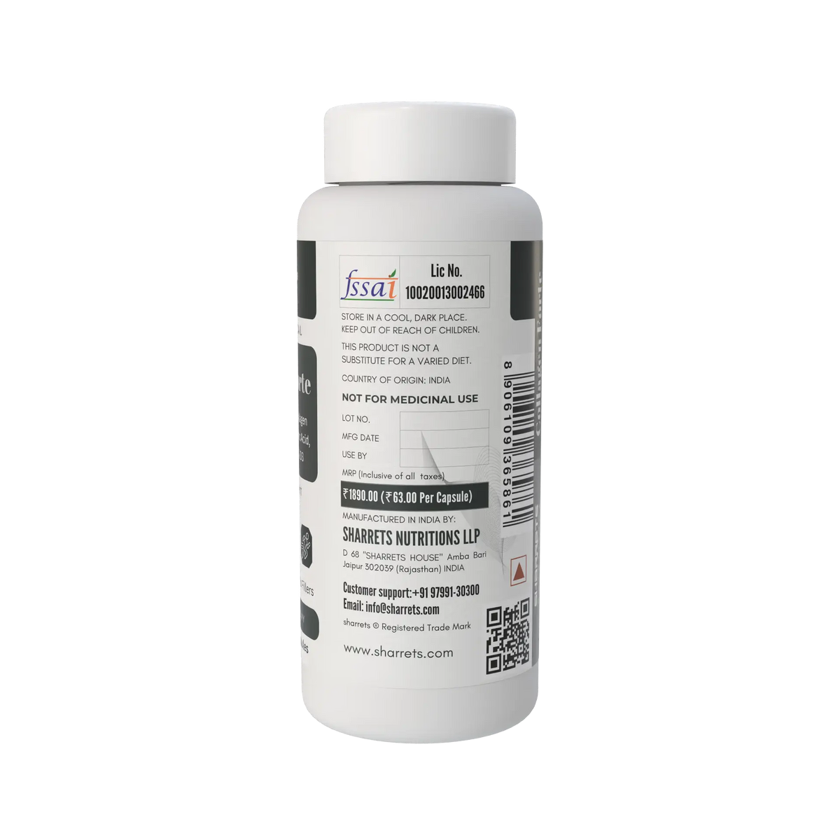 Sharrets Undenatured Type II Collagen with Curcumin, Hyaluronic Acid, Vitamin C, D3, B1, B2 & B3