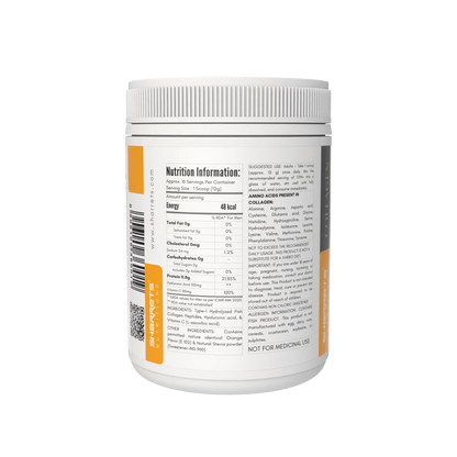 Sharrets CPH+ collagen powder nutrition label showing 12g serving, 11.8g protein and 80mg vitamin C