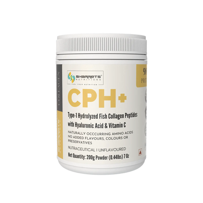 Sharrets CPH+ unflavoured Type-1 hydrolyzed fish collagen peptides with hyaluronic acid and vitamin C – 200g collagen powder