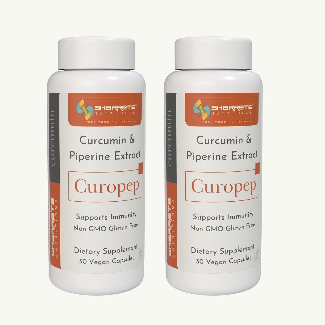 Curcumin piperine capsules turmeric extract with black pepper supplement pack of 2 bottles 30 capsules each by Sharrets Nutritions