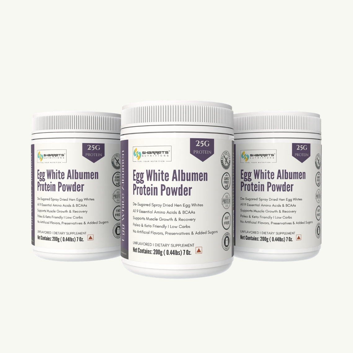 Egg white albumen protein powder unflavored 200g x 3 pack high protein supplement