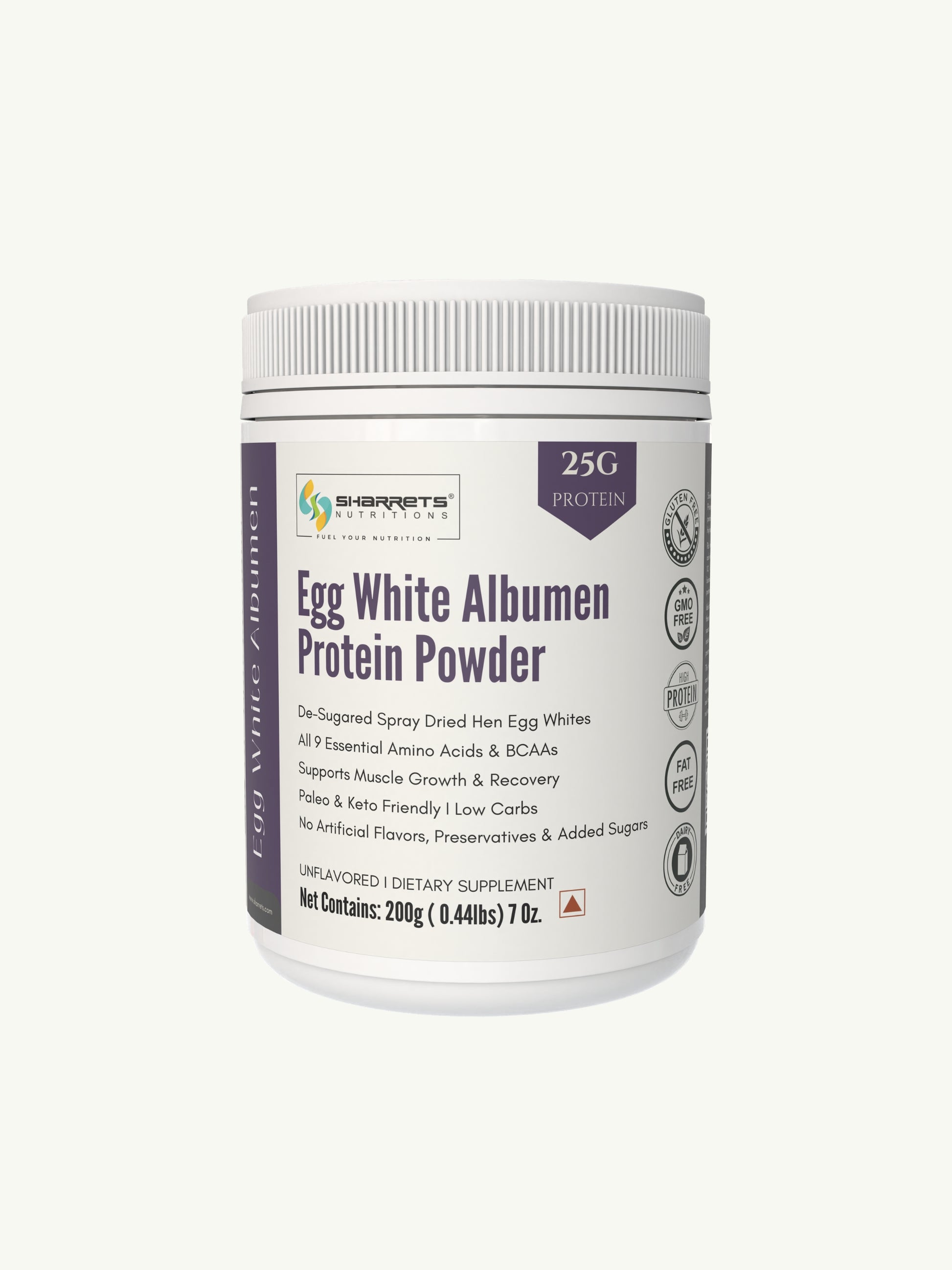 Egg White Albumen Protein Powder Unflavored 200g- Sharrets 