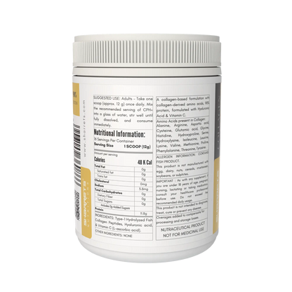 Nutritional Information of Sharrets CPH+ Marine Fish Collagen Powder (Type 1) with Hyaluronic Acid & Vitamin C – Collagen for Skin, Hair & Joints -200g