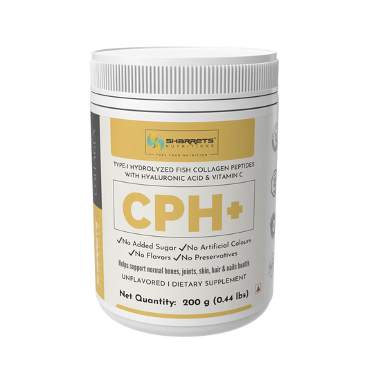 Sharrets CPH+ Marine Fish Collagen Powder (Type 1) with Hyaluronic Acid & Vitamin C – Collagen for Skin, Hair & Joints - 200g 