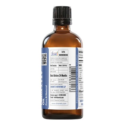 FSSAI license manufacturer address and product details label of flaxseed and black seed oil supplement