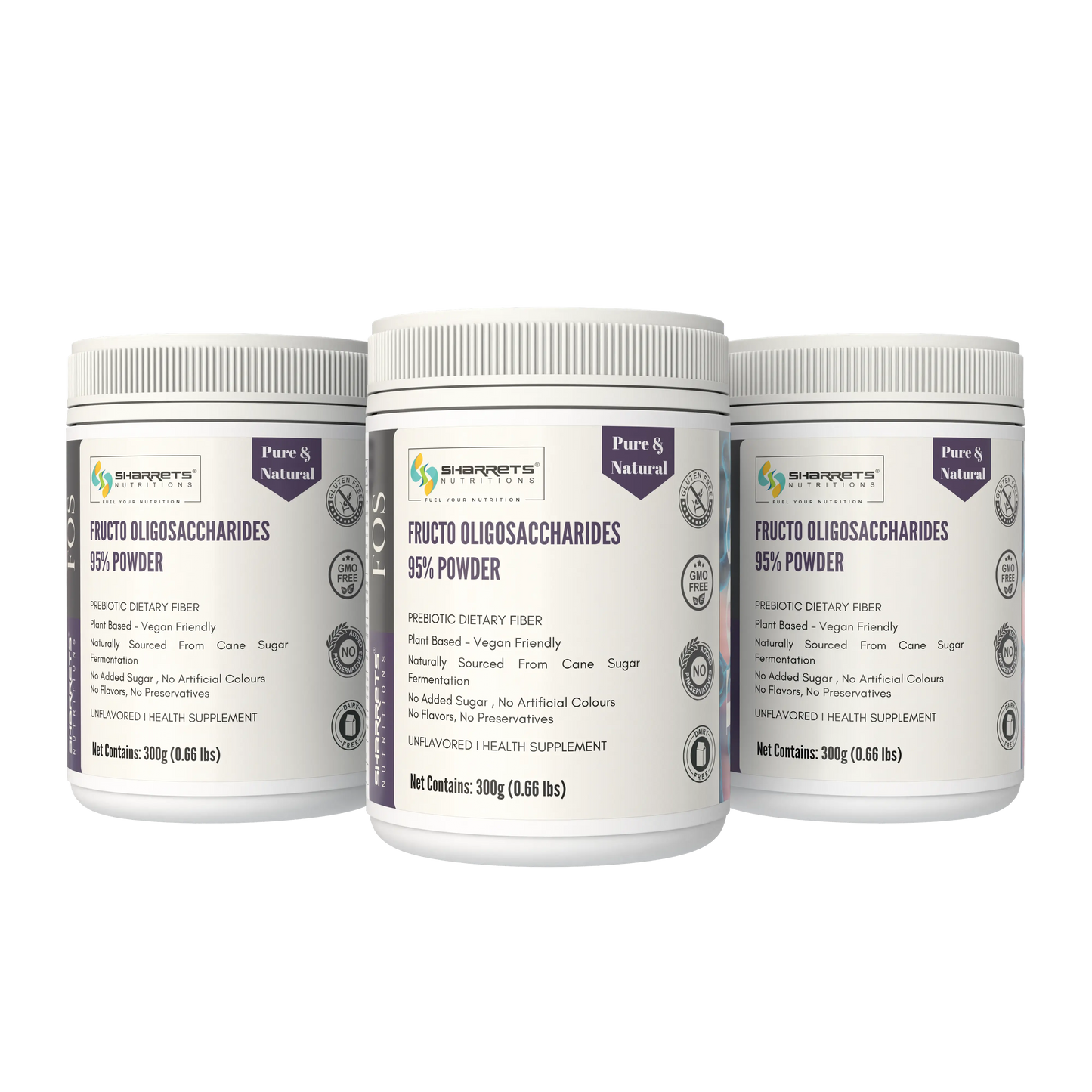 Fructooligosaccharides FOS 95% Prebiotic Fiber Powder Pack of 3 200g Jar