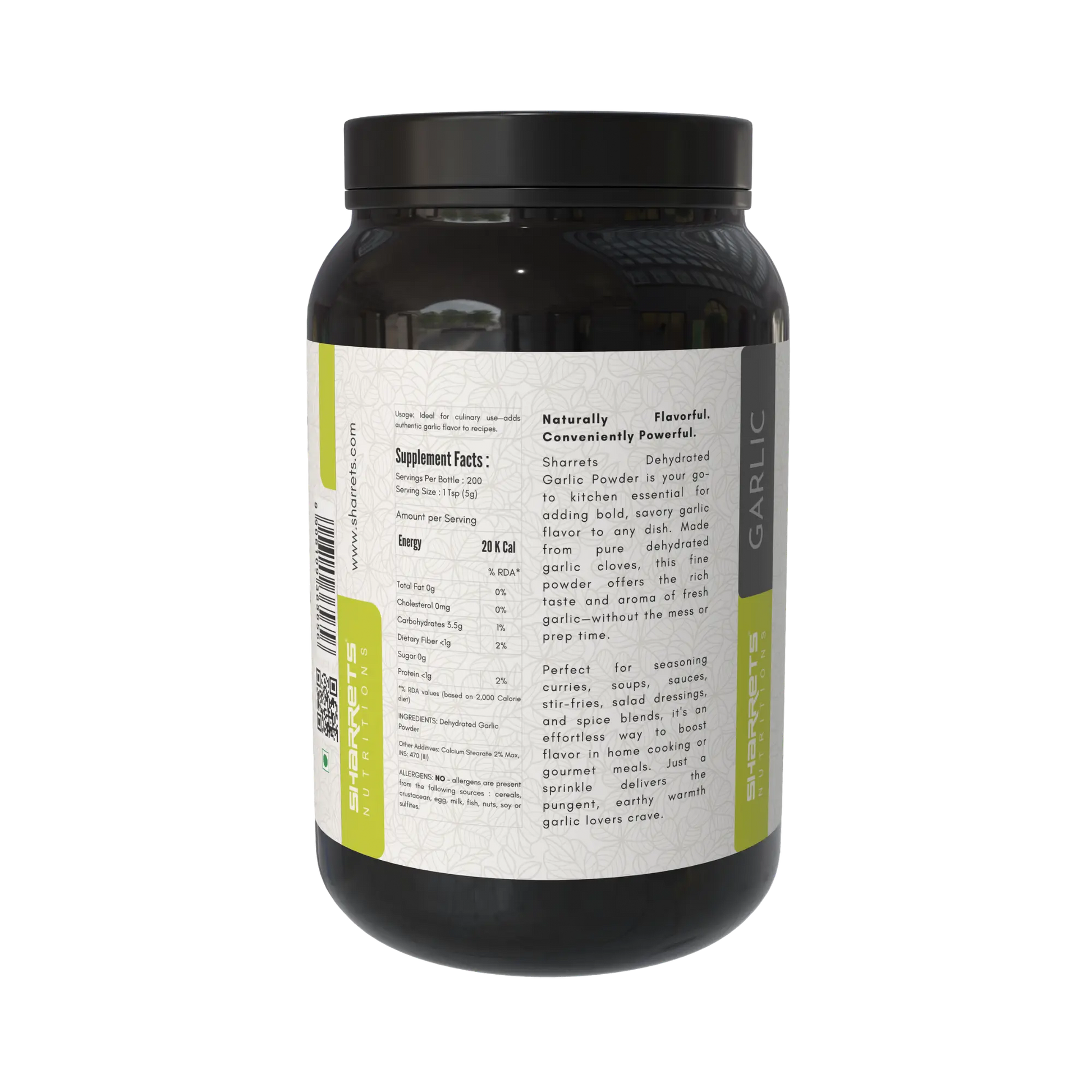 Pure Dehydrated Garlic Powder 1kg by Sharrets Nutritions natural garlic powder made from premium garlic cloves for seasoning, cooking and spice blends