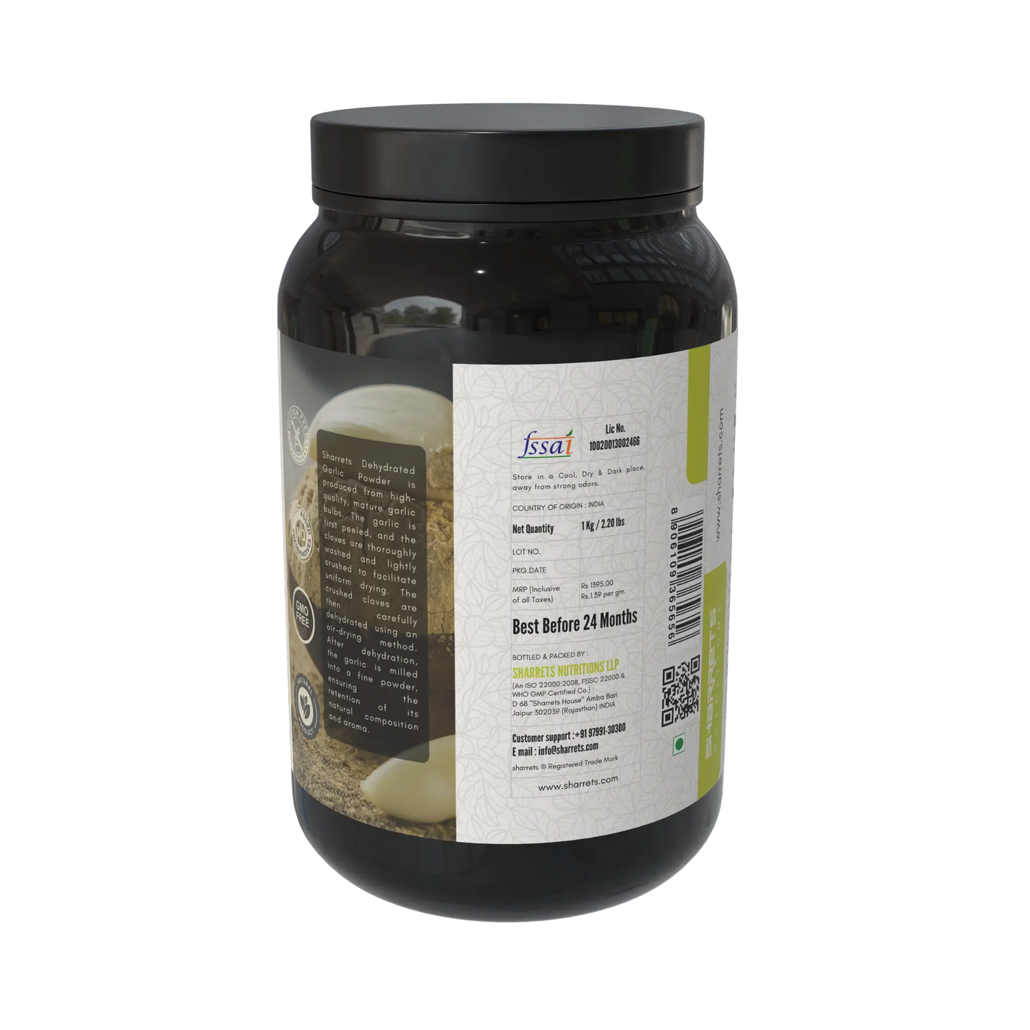 Pure Dehydrated Garlic Powder 1kg by Sharrets Nutritions natural garlic powder made from premium garlic cloves for seasoning, cooking and spice blends