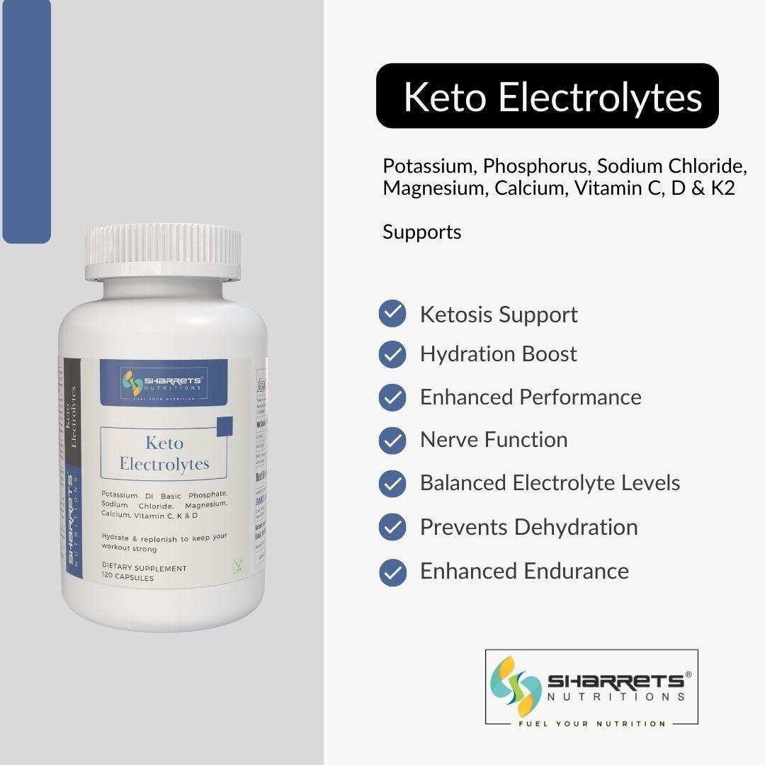 Keto electrolytes supplement with potassium magnesium sodium calcium and vitamins C D3 K2 for hydration and ketosis support