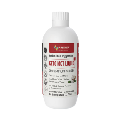 Sharrets KETO MCT LIQUID 70:30 – Medium Chain Triglycerides MCT Oil, Coconut-Sourced, Unflavoured- 946ml