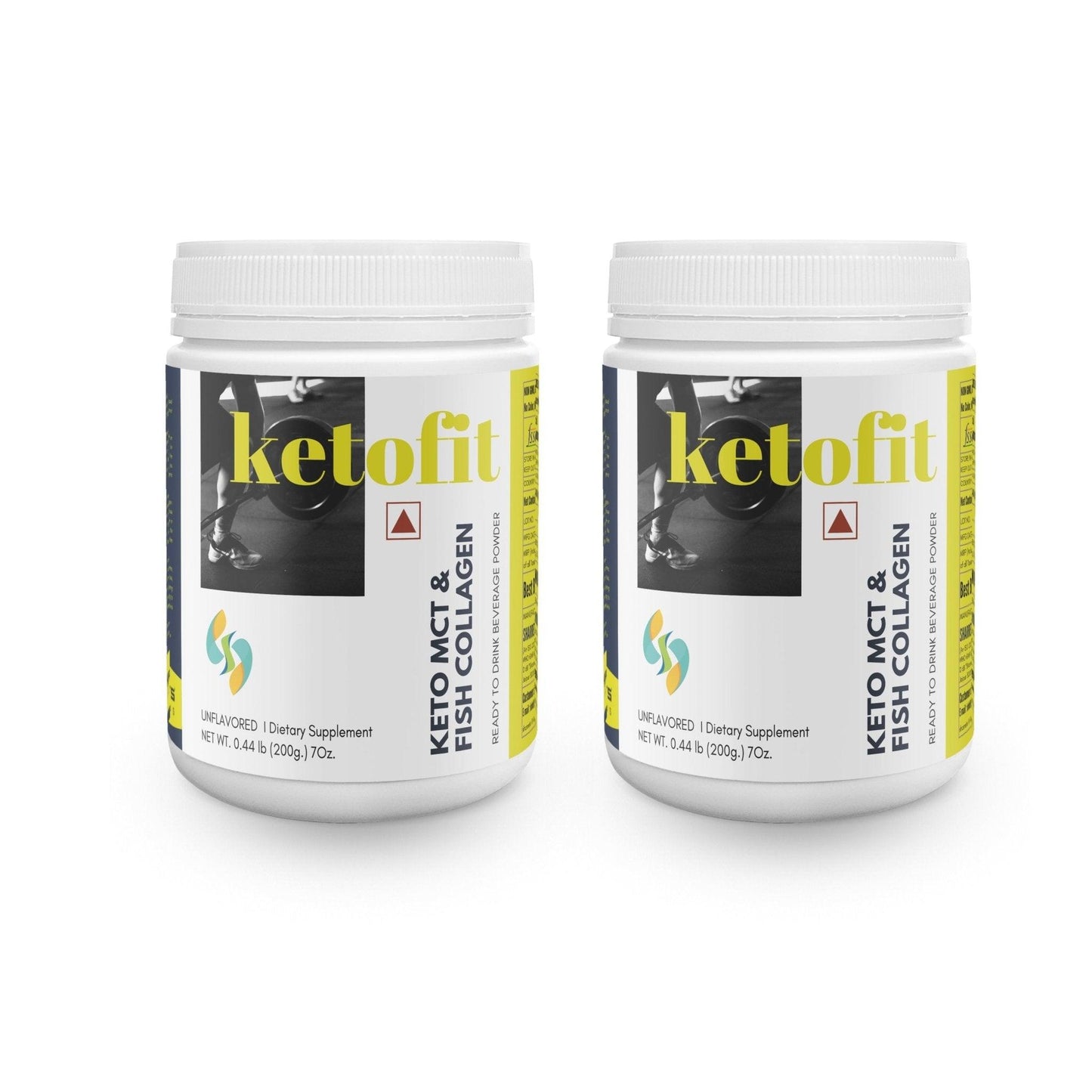 Ketofit MCT collagen powder combo pack 2 jars 200g keto supplement with MCT oil and fish collagen peptides by Sharrets Nutritions