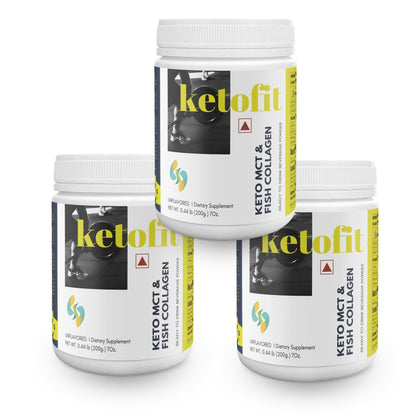 Ketofit MCT collagen powder combo pack 3 jars keto energy and collagen support supplement by Sharrets Nutritions