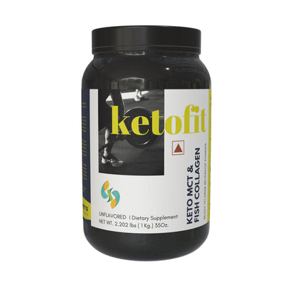 Ketofit MCT collagen powder 1kg keto diet supplement with MCT oil and fish collagen peptides for energy and collagen support by Sharrets