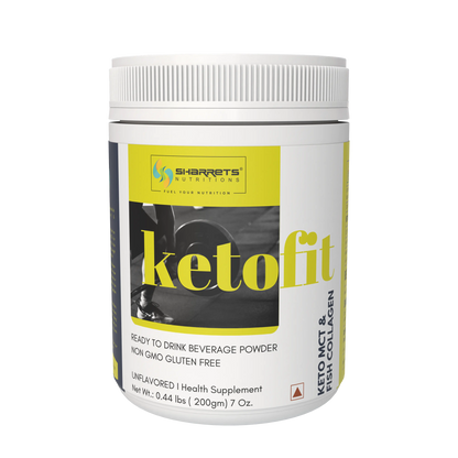 Ketofit MCT collagen powder 200g keto energy and collagen support supplement with MCT oil and fish collagen peptides by Sharrets Nutritions