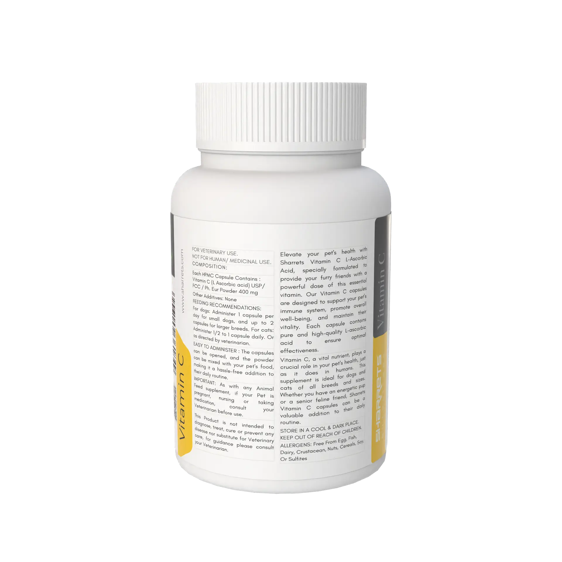 L-Ascorbic Acid Vitamin C capsules for dogs and cats – pet immune support supplement