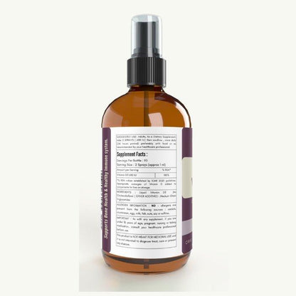 Liquid Vitamin D3 Oral Spray 600 IU Supplement Facts and Ingredients Label – Cholecalciferol