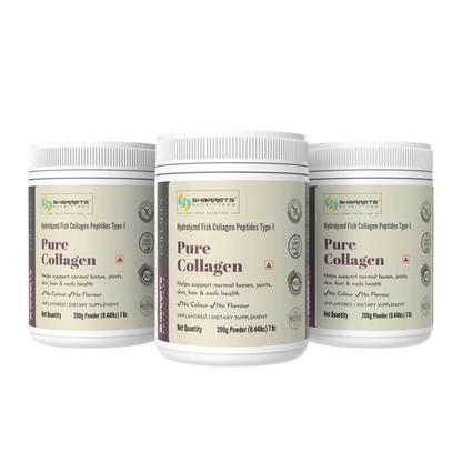 Marine collagen powder combo pack 200g x 3 hydrolyzed fish collagen peptides type 1 supplement by Sharrets Nutritions