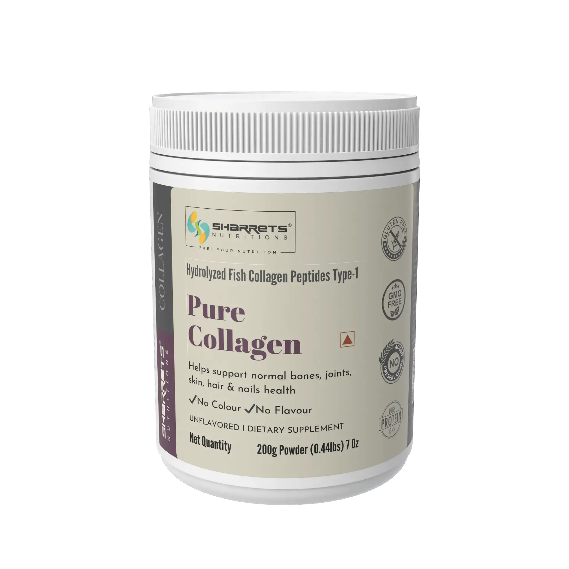 Marine collagen powder 200g hydrolyzed fish collagen peptides type 1 supplement for skin hair joints and bones by Sharrets Nutritions