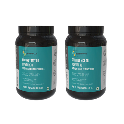 Sharrets Coconut MCT Oil Powder 70% 1kg x 2 combo pack – bulk keto MCT powder for energy and fat metabolism