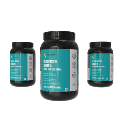 Sharrets Coconut MCT Oil Powder 70% 1kg x 3 value pack – bulk C8 C10 MCT powder for keto diet and endurance