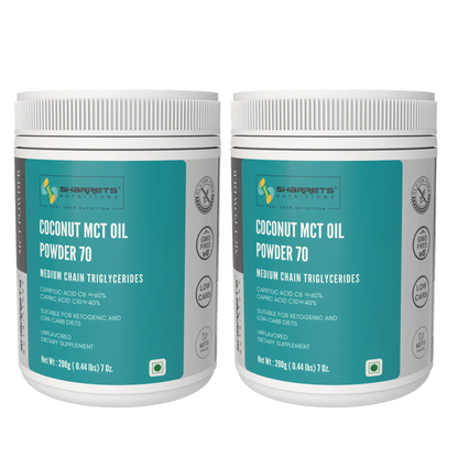 Sharrets Coconut MCT Oil Powder 70% 200g x 2 pack – keto MCT powder for energy, fat metabolism and low carb diet