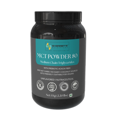 Sharrets Nutritions MCT Powder 80 – Premium Coconut MCT for Keto, Coffee & Clean Energy - 1Kg Pack