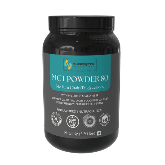 Sharrets Nutritions MCT Powder 80 – Premium Coconut MCT for Keto, Coffee & Clean Energy - 1Kg Pack