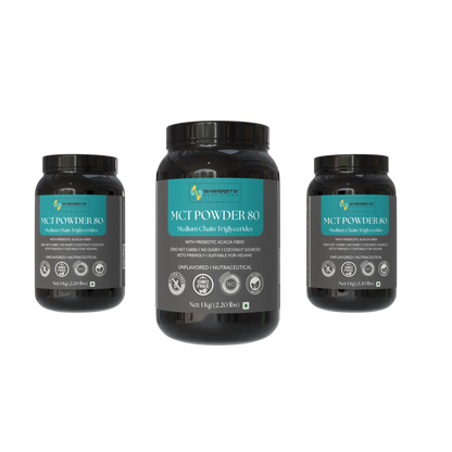 Three containers 1kg each of Sharrets Nutritions MCT Powder 80 – Premium Coconut MCT for Keto, Coffee & Clean Energy