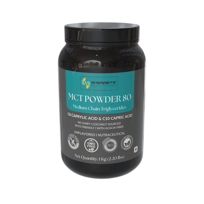 Sharrets MCT Powder 80 1kg C8 C10 Medium Chain Triglycerides powder coconut sourced keto friendly