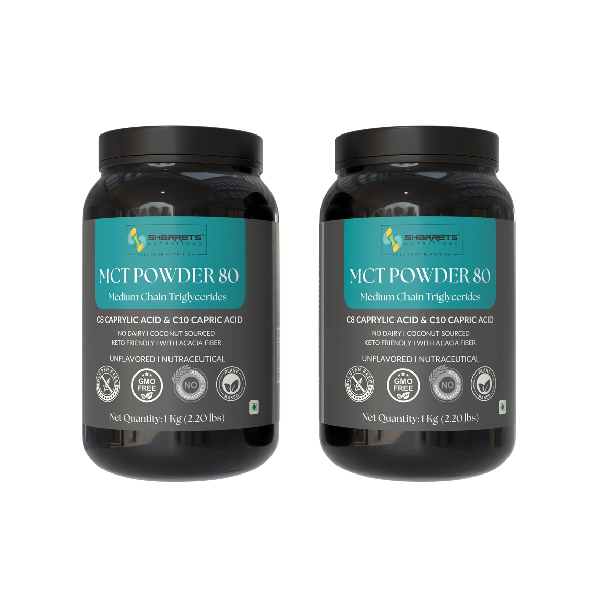 Sharrets MCT Powder 80 1kg pack of 2 C8 C10 MCT powder coconut sourced keto friendly