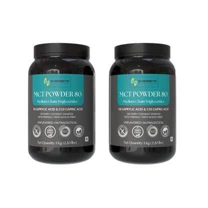 Sharrets MCT Powder 80 1kg pack of 2 C8 C10 MCT powder coconut sourced keto friendly