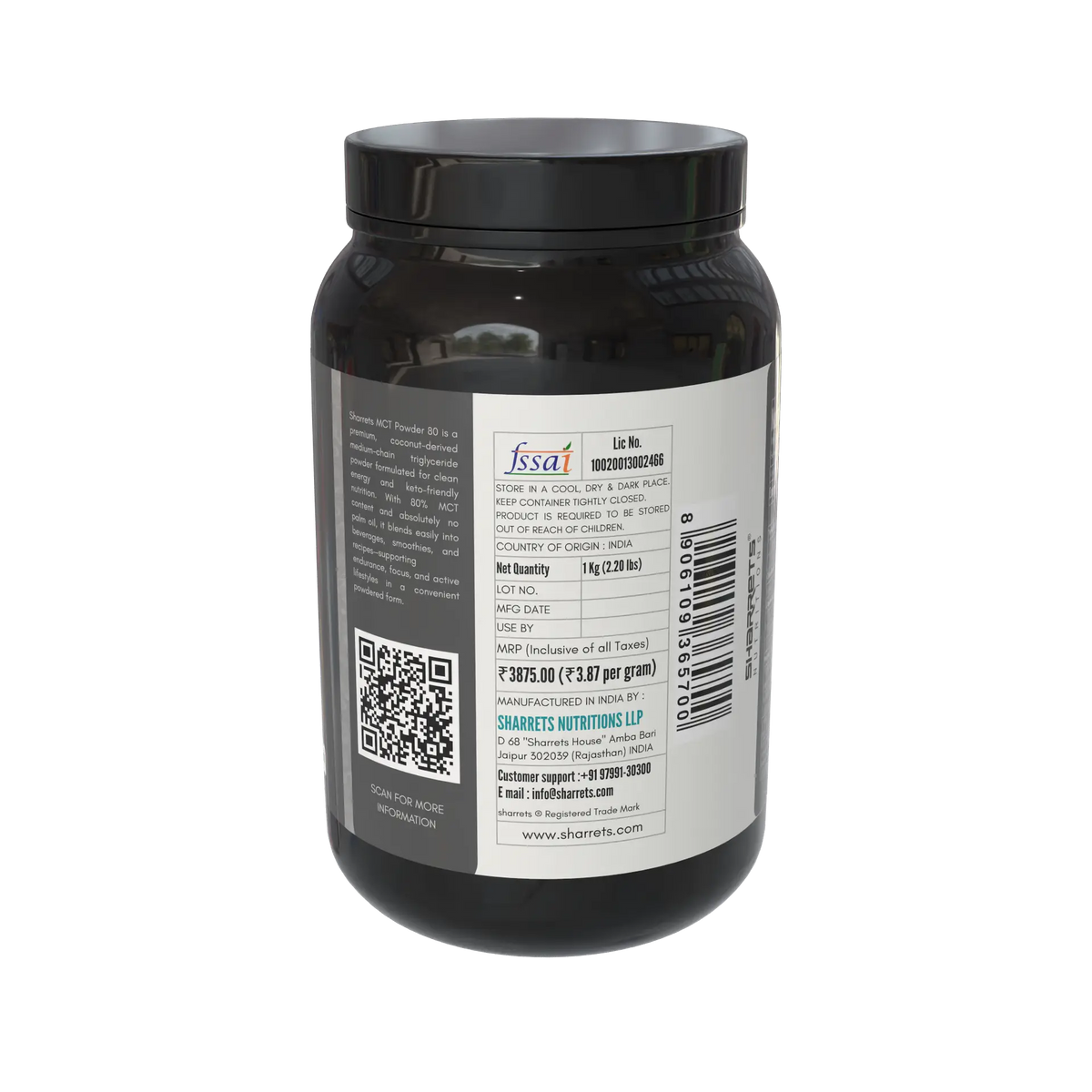 Sharrets MCT Powder 80 1kg supplement container C8 caprylic acid C10 capric acid MCT powder