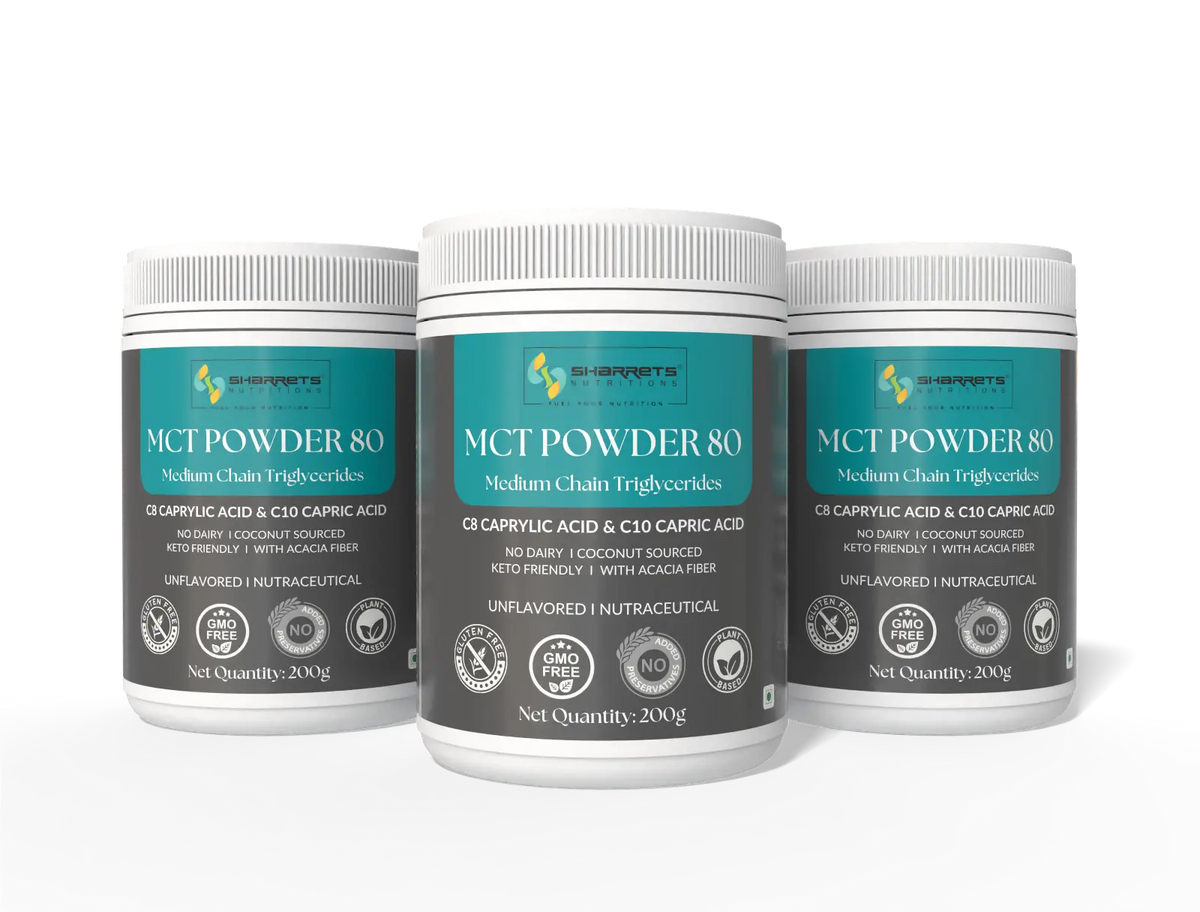 Sharrets MCT Powder 80 200g pack of 3 C8 C10 Medium Chain Triglycerides powder