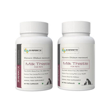 Milk Thistle Liver Support for Dogs and Cats – Silymarin Supplement 2 x 60 Capsules Pack